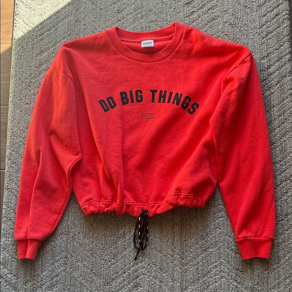 PINK Victoria's Secret Bold Orange Crop Sweatshirt
